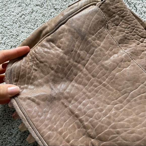 ALEXANDER WANG Taupe Pebbled Lambskin Leather Rose Gold Crossbody Messenger Bag - Picture 14 of 16